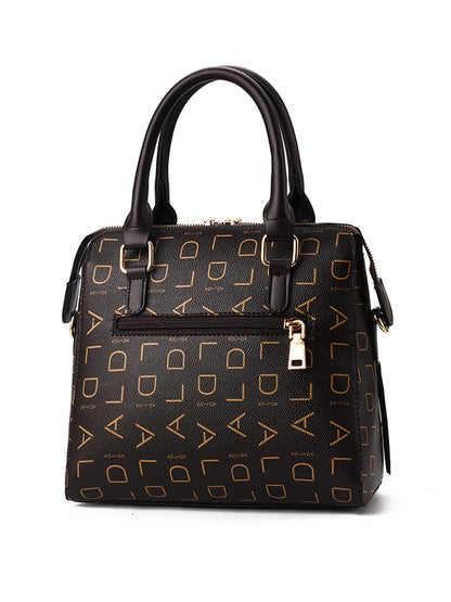 Sac à main en cuir PU avec lettres anglaises pour femmes, sac à poignée supérieure avec pompon, sac à bandoulière de luxe de grande capacité