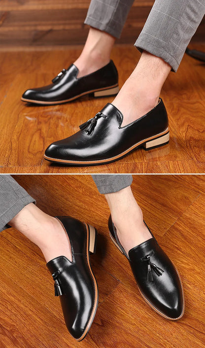 Chaussures en cuir pour hommes de luxe bureau hommes Oxfords formels pointu Oxford mariage en cuir hommes chaussures habillées mocassins à franges chaussures sociales