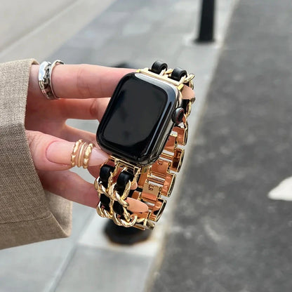 Bracelet en métal pour femmes, pour Apple Watch Band 10 9 8 Ultra 46mm 42mm 49mm 7 SE 6 5 41mm 45mm 44/40mm, Bracelet en acier doré pour dames