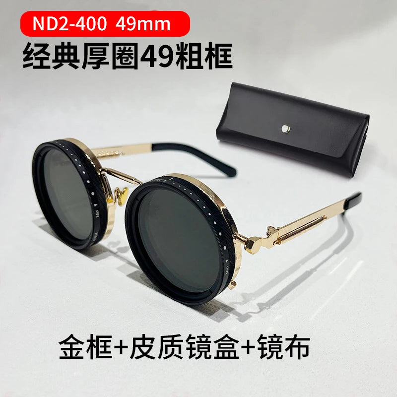 Lunettes de soleil de pêche à gradation réglable à 9 niveaux ND2-400 lunettes de soleil polarisées UV anti UV filtre ND avec ensemble de étuis à lunettes