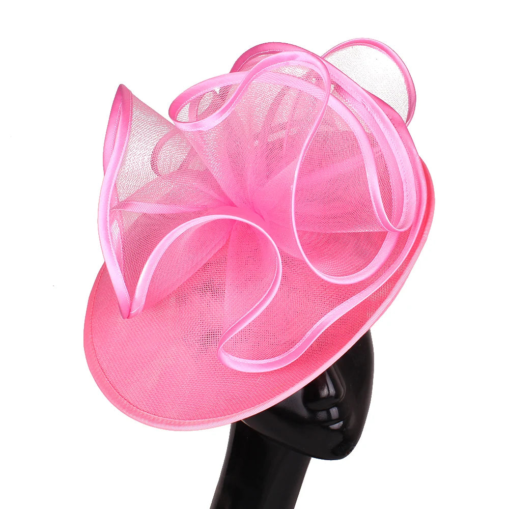 Chapeau de mariage bleu royal avec nœud papillon pour femme, accessoires pour cheveux, jaune, patients, Derby, pilulier, fleur, nouveau, 216.239.Sinamay