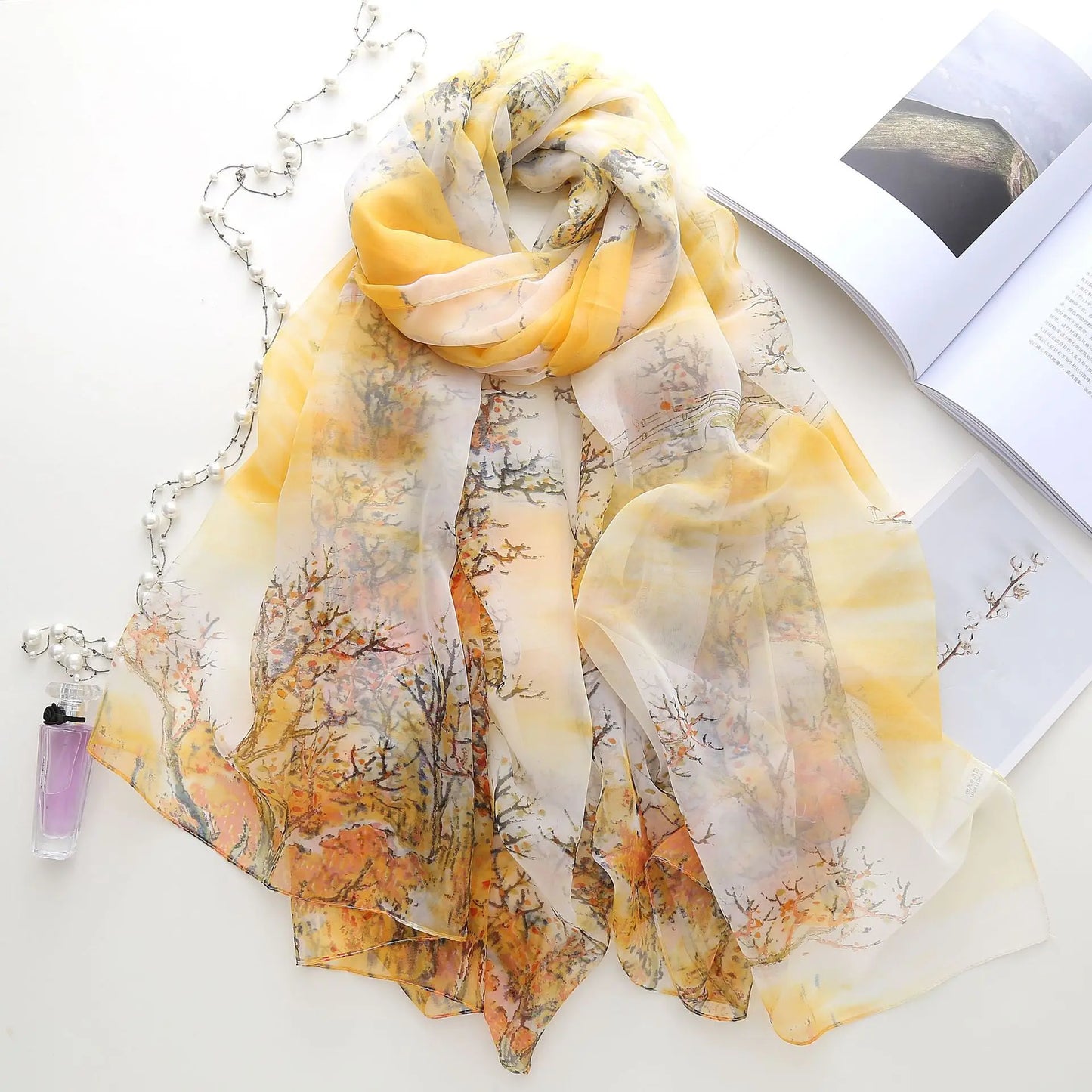 Foulard en soie glacée pour protection solaire, foulard enveloppant, grande serviette de plage pour femmes, imprimé fin, Micro-à traversant, châle de climatisation, 180cm