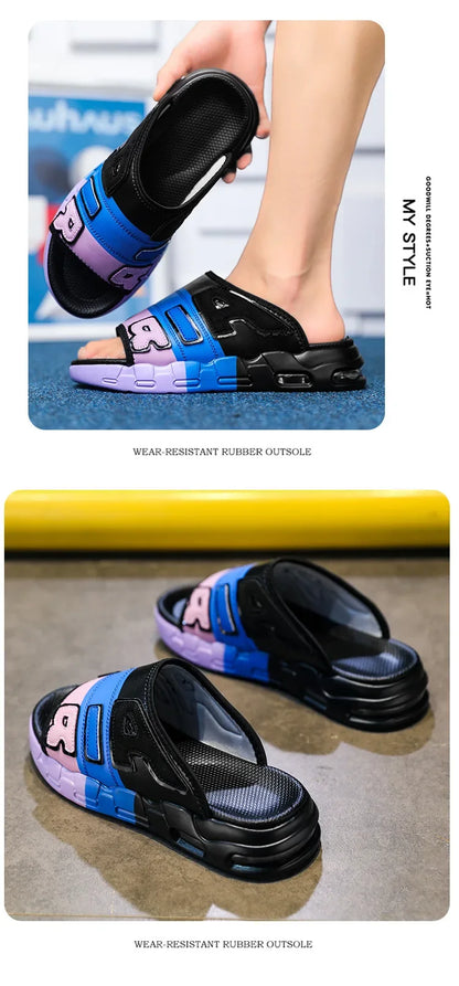 CasualPlus Size chaussons pour hommes pantoufles de sport d'été coussin d'air pour hommes chaussures de plage à fond épais matériau EVA