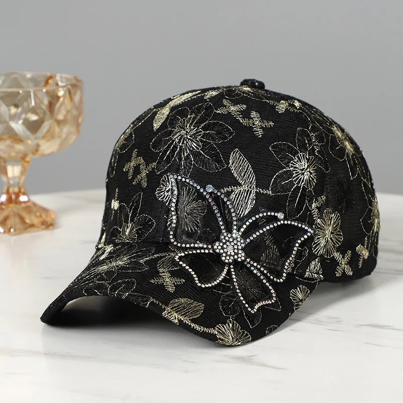 Casquette de Baseball papillon strass, casquette à rabat pour femme et homme, visière, chapeau de soleil, protection solaire, casquette de Sport, mode Unique, chapeau de plage fantaisie