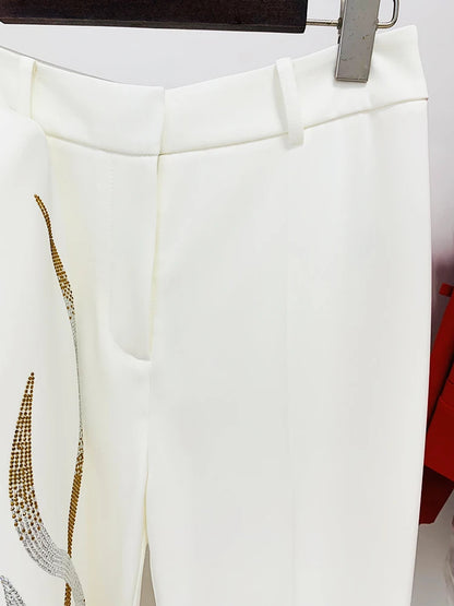 HIGH STREET nouvelle mode 2025 concepteur piste costume ensemble femmes diamants colorés ceinturé Blazer Flare pantalon costume 2 pièces