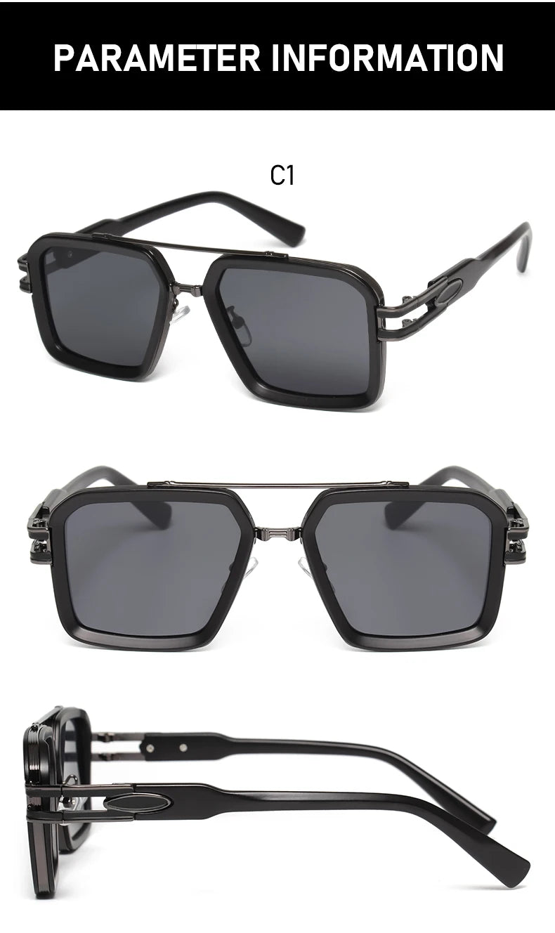 2025 Steam Punk lunettes De soleil rétro carré hommes femmes mode Double faisceau lunettes unisexe cadre en métal nuances à la mode Oculos De Sol