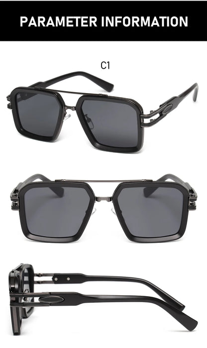 2025 Steam Punk lunettes De soleil rétro carré hommes femmes mode Double faisceau lunettes unisexe cadre en métal nuances à la mode Oculos De Sol