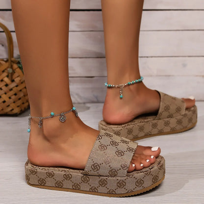 Sandales à plateforme pour femmes, pantoufles d'été, semelle optique, solide, pour fête,