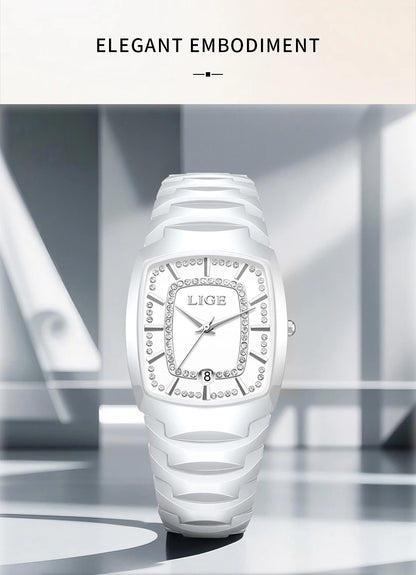 LIGE 2025 TOP montre pour femme élégante étanche mode dames horloge créative bracelet en céramique montre pour femmes cadeau Relogio Feminino