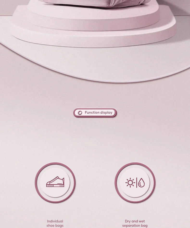 Sac à dos violet clair de grande capacité pour femmes avec séparation sèche et humide, sac d'ordinateur de transport, multifonctionnel étanche l