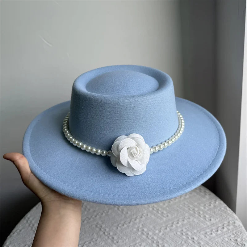 Chapeau Fedora de Style français pour femmes, chapeau en feutre à bord large de 10CM, Derby d'hiver et d'automne, chapeaux de Jazz de mariage