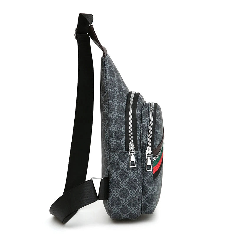 Sac messager multifonction pour hommes, sacs de poitrine en tissu à bandoulière, sac à main décontracté avec trou pour écouteurs