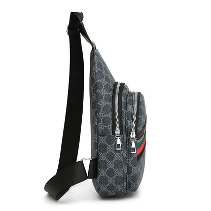 Sac messager multifonction pour hommes, sacs de poitrine en tissu à bandoulière, sac à main décontracté avec trou pour écouteurs