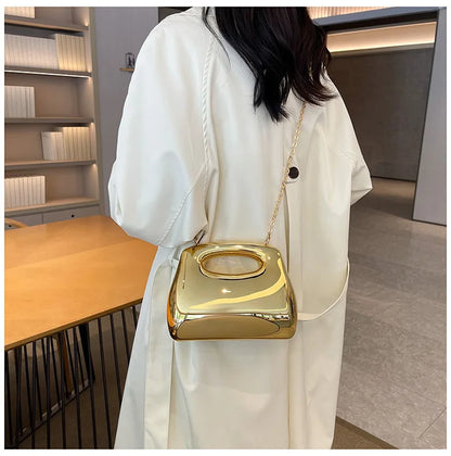 Sac à main hobo en acrylique doré pour femme, sac à main de plage transparent, sac à main de soirée, poignée supérieure ronde, fête de mariage, designer de luxe