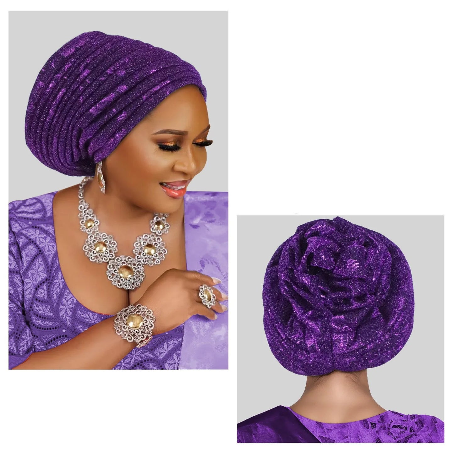 Turban Plissé pour Femme, Cravate de Sauna, ixde Mariage Africain, Nigeria, 2025