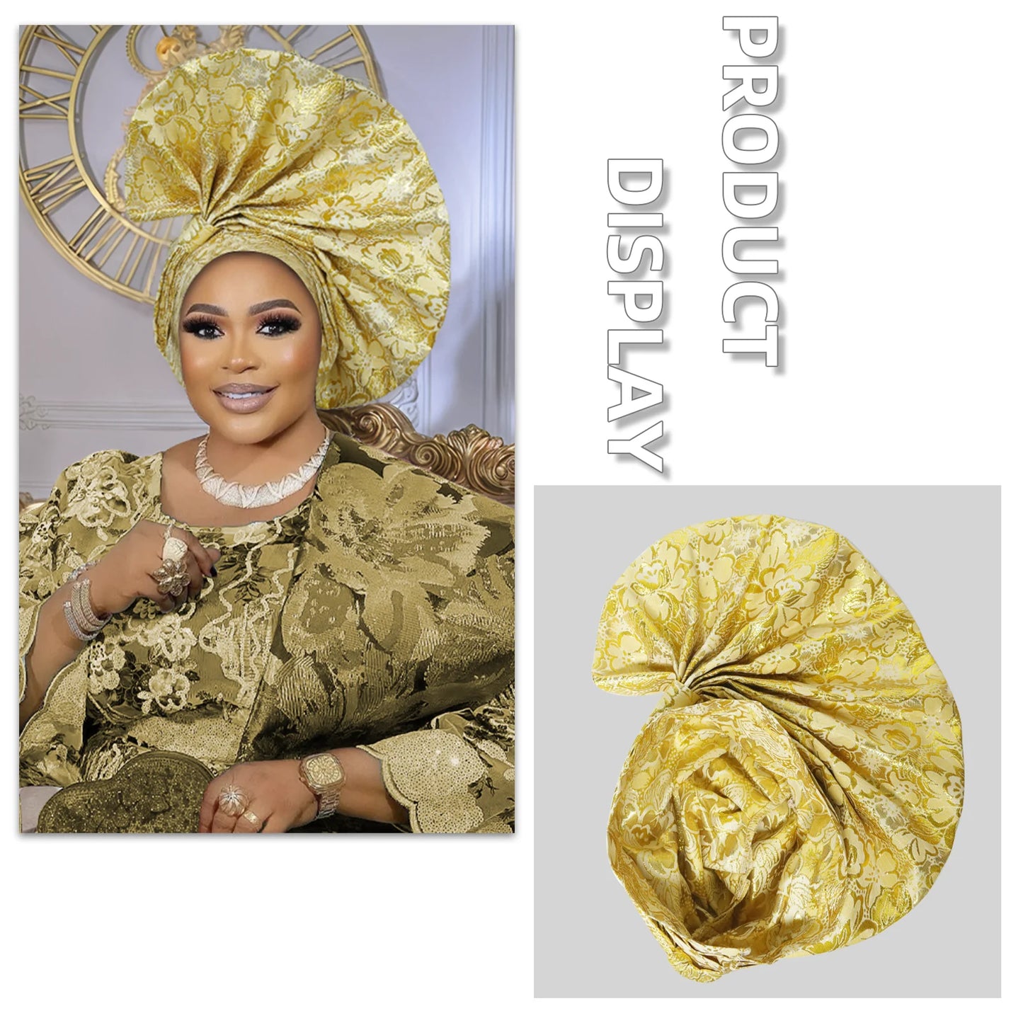 Luxe africain Aso Oke Auto Gele couvre-chef Turban casquette femmes chapeaux nigérian fête de mariage couvre-chef Bonnet tête enveloppement Hijab chapeau