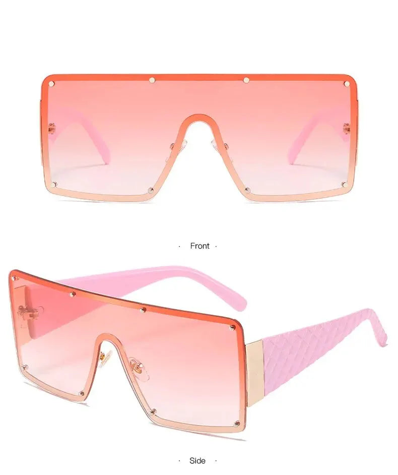 Lunettes de soleil à grande monture pour femmes, une pièce, à bords larges, Ins Street Shooting Catwalk Uv400