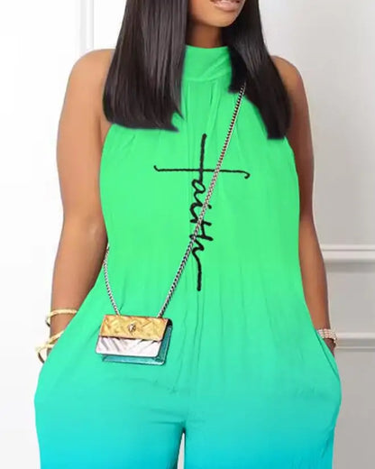 Combinaison décontractée à col montant pour femme, fibres de poche, imprimé abstrait, non commandé, jambe large, 03, 2023