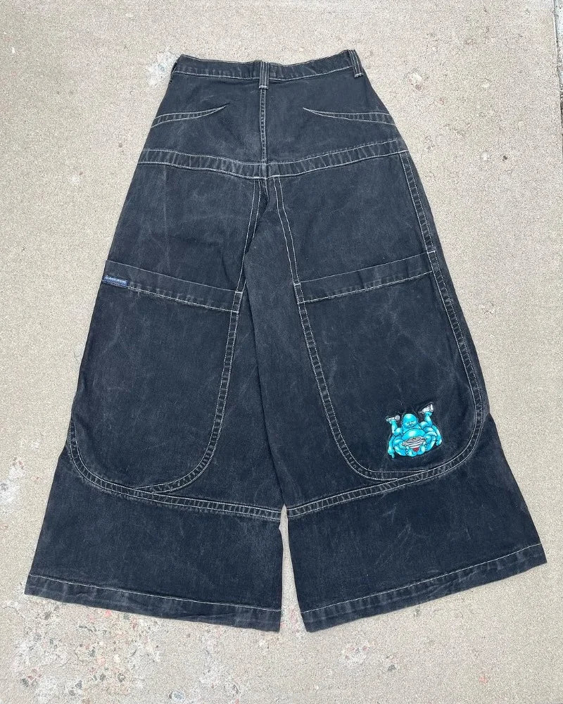 Y2K hommes Baggy Jeans vintage streetwear brodé Harajuku motif jeans hommes femmes sol américain Hip Hop gothique jambe large jean