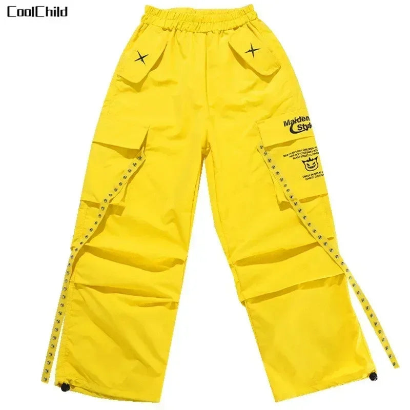 Ensemble de vêtements Hip Hop pour filles, haut court K-pop, pantalon cargo, cardigan de danse de rue pour enfants, streetwear pour enfants, groupe de filles, vêtements de jazz, mode