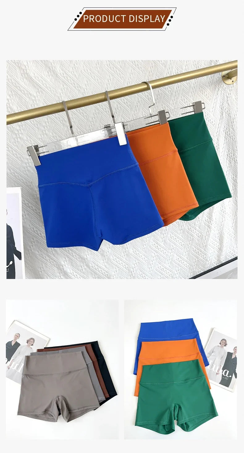 Short de motard de sport pour femmes, sensation nue, taille haute, Yoga, Push Up, Leggings de Fitness, contrôle du ventre, Slim