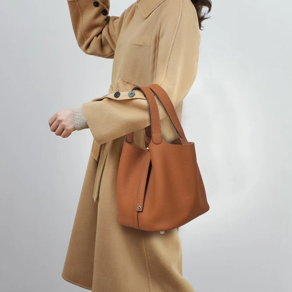 Divers sacs de luxe en cuir véritable, sac à main à la mode pour femmes, panier de légumes, sac seau Portable pour femmes avec serrure