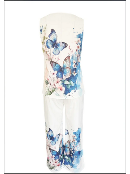 T-Shirt à Jambes Droites pour Femme, Pantalon Décontracté, Imprimé Fibraadt, Ensemble Simple, Vêtements d'Été