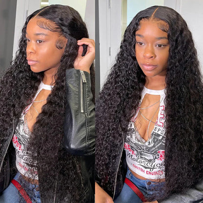Perruque Lace Closure Wig sans colle bouclée, cheveux naturels, Deep Wave, HD, 13x6, pre-à-porter, densité 200