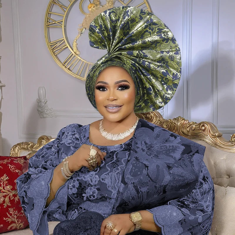 Gele automatique en forme d'éventail exagéré, couvre-chef déjà fabriqué pour femmes africaines, couvre-chef pour fête de mariage, couvre-chef, casquette Turban féminin