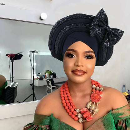 Cravate de Sauna à Paillettes pour Femme, Turban Africain avec Nministériels d Papillon Doux, Accessoire de ix