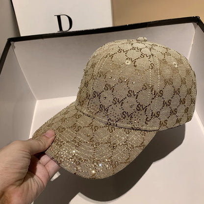 Casquette de Baseball avec lettres en strass pour femmes et hommes, visière de Sport, à rabat, chapeaux de soleil pour femmes, de luxe de styliste