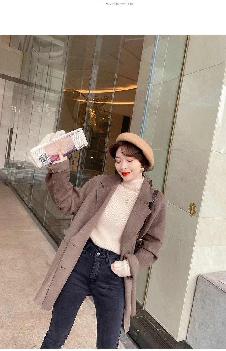 Pull à col roulé à manches longues pour femmes, optique, mince, doux, chaud, côtelé, hiver, automne, 2024