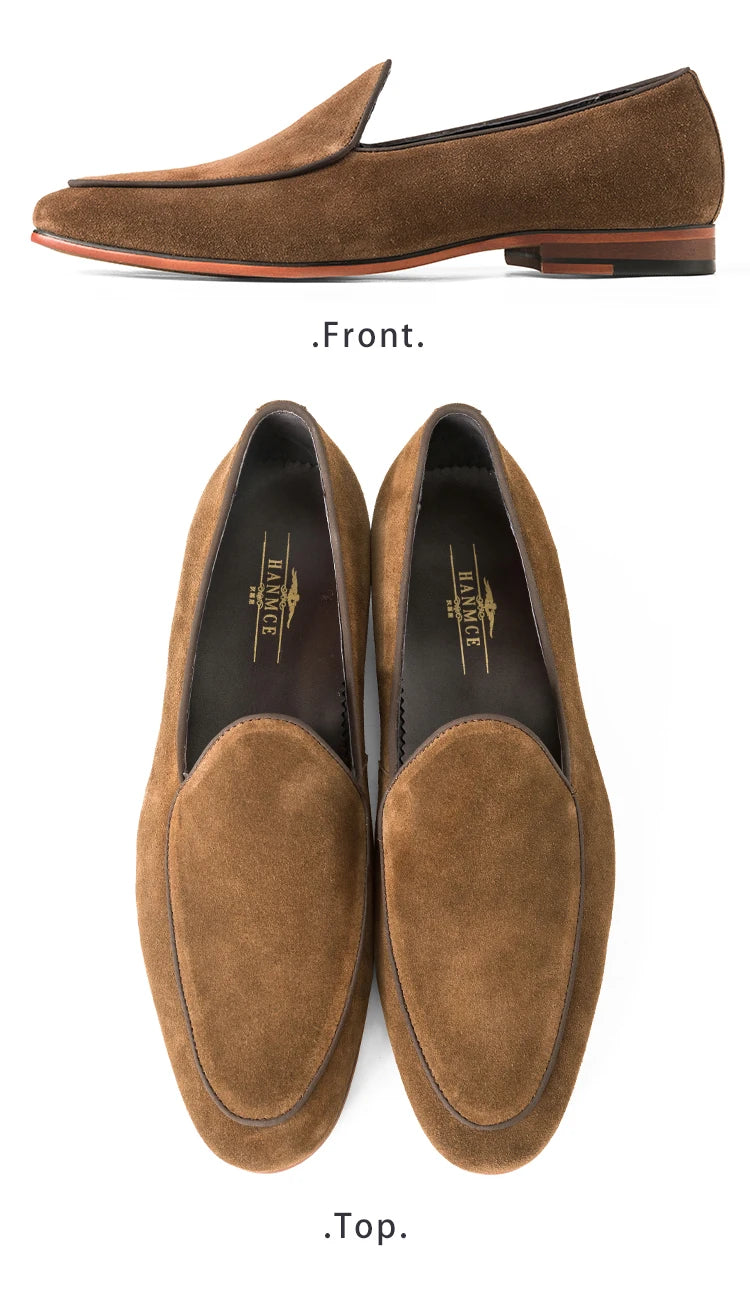 Hanmce mode sué angleterre chaussures décontractées mocassins de luxe faits à la main en cuir véritable hommes