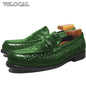 Mode 5 couleurs hommes chaussures en cuir vert sans lacet Croco imprime décontracté hommes chaussures habillées mariage bureau Banquet mocassins hommes