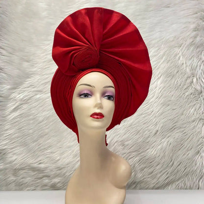 Turban de tête musulman pour femmes, Gele africain violet, casquettes déjà fabriquées, Auto Aso Oke, cravate de sauna Gele, chapeau rond pour dames, Z620-2 de fête