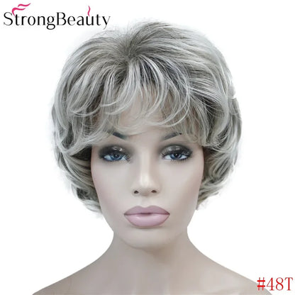 Forte beauté dames perruques courtes ondulées cheveux blonds dorés pour les femmes synthétique Capless perruque 16 couleurs