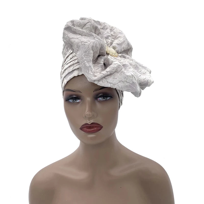 Turban Africain à Grande Fleur pour Femme, Foulard de Sauna Musulman à la Mode