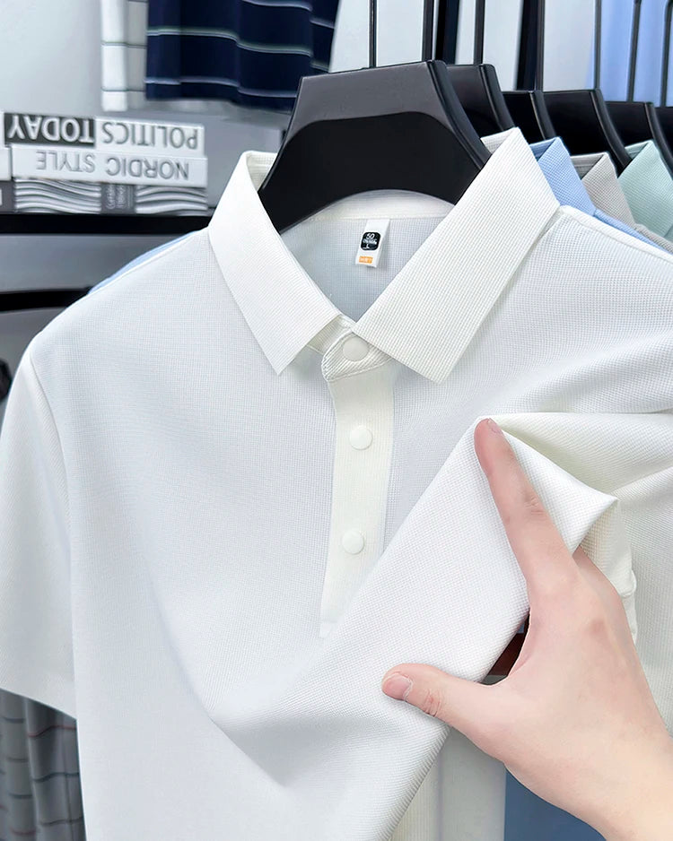 2025 Chemise polo gaufrée sportive pour hommes |   Tailles supérieures de Tennis de Golf évacuant l'humidité S-5XL, boutons-pression, antibactérien 7A de haute qualité