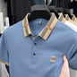 Polo d'été à manches courtes pour hommes, mode golf, design haut de gamme, broderie en soie glacée exquise, T-shirt respirant, 2025