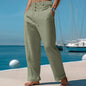 Pantalon de plage confortable en coton et lin pour hommes, sangle droite, haute qualité, décontracté, printemps et automne, nouvelle mode, 2025