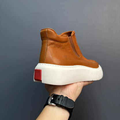 Bottes courtes montantes en cuir véritable pour hommes, chaussures décontractées, semelle optique rétro, printemps et automne, nouveau, 2025