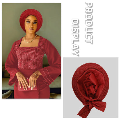 Casquette Turban plissée pour femmes africaines déjà fabriquées Auto Gele femme bandeau Nigeria dame chapeaux chapeau fête de mariage chapeaux