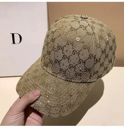 Casquette de Baseball avec lettres en strass pour femmes et hommes, visière de Sport, à rabat, chapeaux de soleil pour femmes, de luxe de styliste