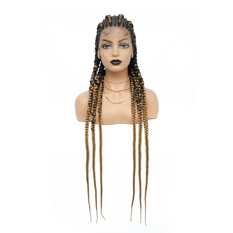 Incoo-Perruque synthétique tressée pour femmes noires, 36 pouces, sans nœud, boîte, Cornrow, cheveux africains