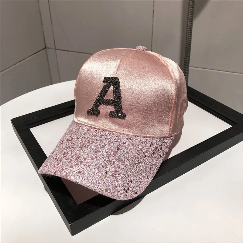Casquette de baseball en satin brillant avec lettre R pour femmes et filles, chapeaux Snapback, sports de plein air, hip hop, soleil, printemps, été, mode