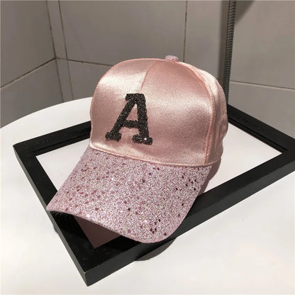 Casquette de baseball en satin brillant avec lettre R pour femmes et filles, chapeaux Snapback, sports de plein air, hip hop, soleil, printemps, été, mode