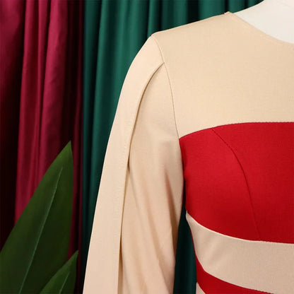 Robe élégante à col rond pour femme, manches trois quarts, gaine patchwork, hanches GT, mi-mollet, affaires professionnelles, chaud, bureau