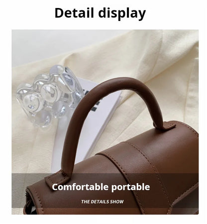 Sac à main en cuir PU pour femme, sac à bandoulière, sac sous les bras vintage, cartable carré, noir, mode initiée