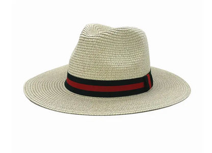 Chapeau de paille de voyage en plein air, pare-soleil de bord de mer, crème solaire, grand bord, style britannique DN, chapeau avec décoration de ruban, HZ75
