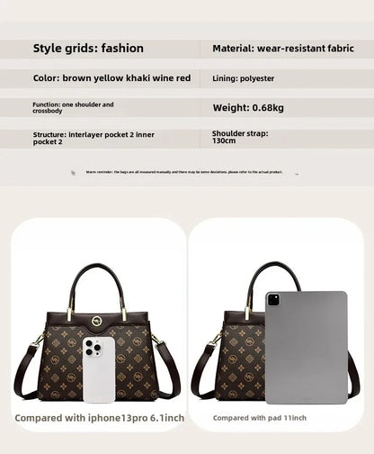 Sac fourre-tout rétro de grande capacité, sac à main imprimé couleur assortie Simple, cadeau pour maman, sac à bandoulière Simple, fermeture à glissière, autre matériau